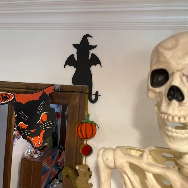 Halloween Black Cat Door Corner Sign Decoration