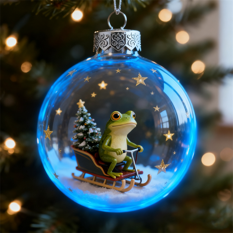 🐸🎄 Frog Christmas Ornament Set
