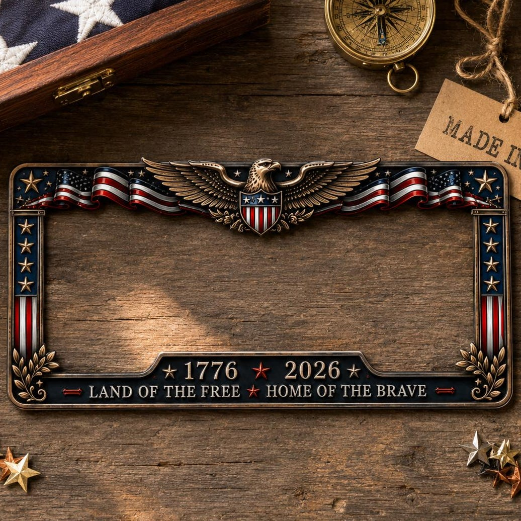 250th Anniversary Metal License Plate Frame, American Independence Day Car Decor 