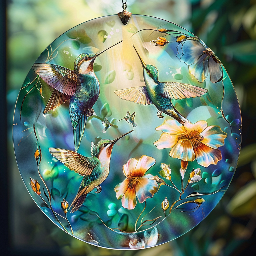 💐🌈Floral Hummingbird Suncatcher