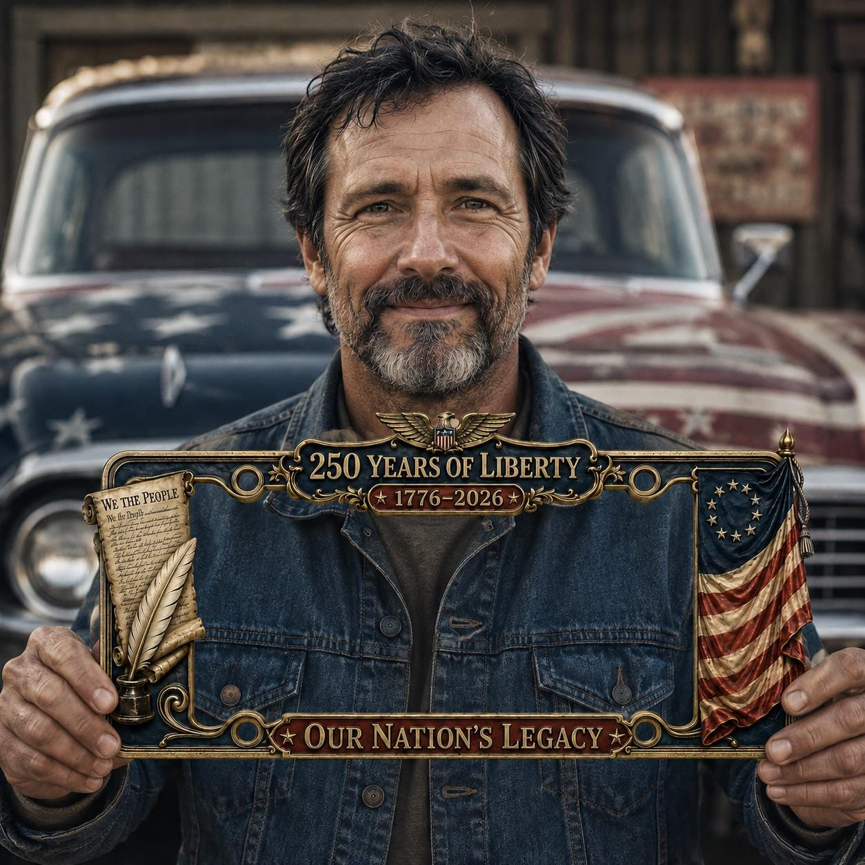 250th Anniversary Metal License Plate Frame, American Independence Day Car Decor 