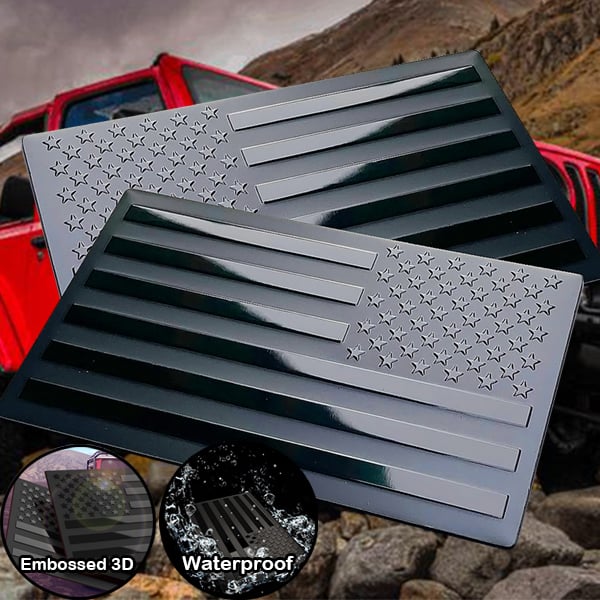 🏆Flash Sale⚡ 50K+ SOLD! Almost Gone-💥🔥 3D All-Black American Flag Emblem Decal,Best Gifts