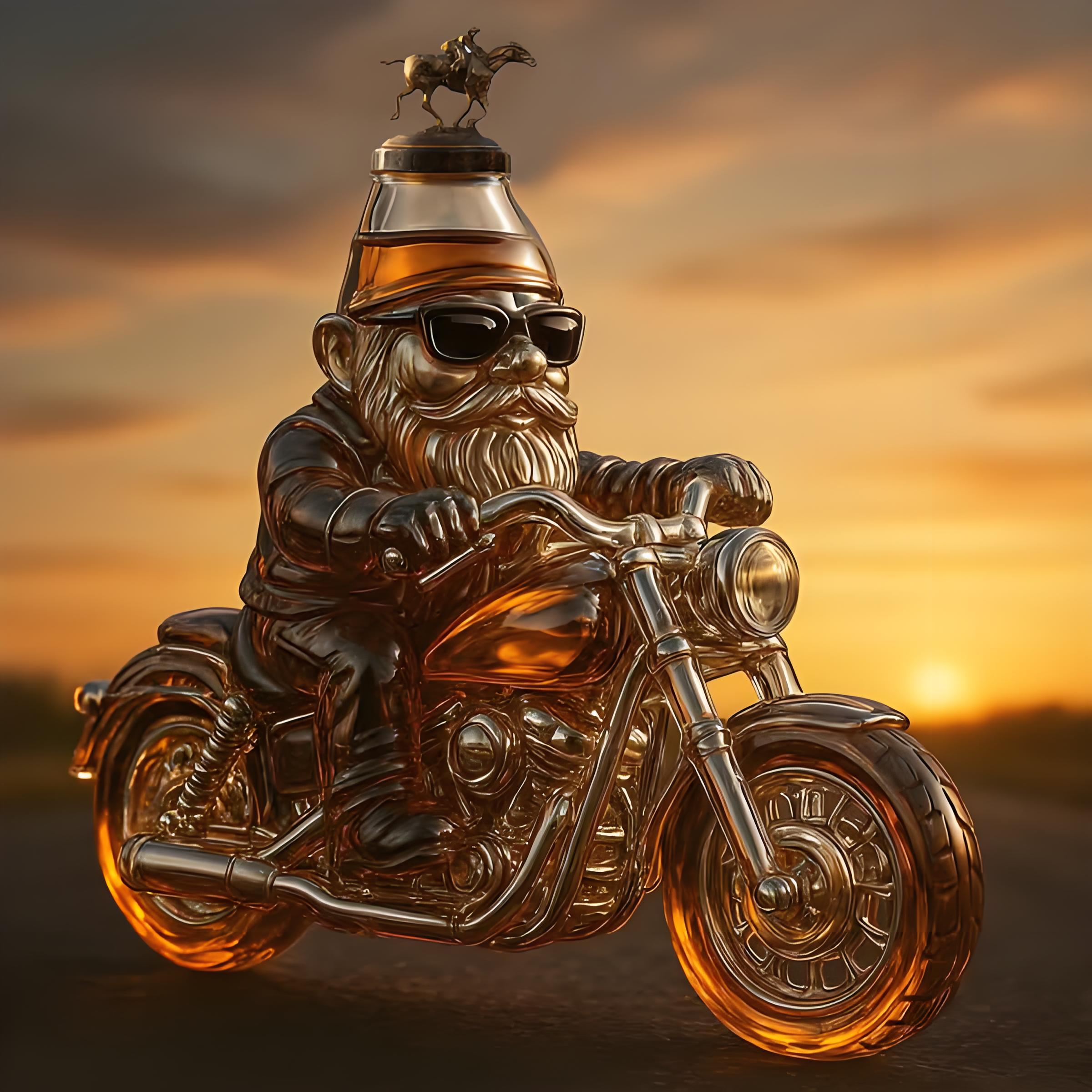 🎅 Santa Claus Motorcycle Wine Bottle: Rebel with a Claus