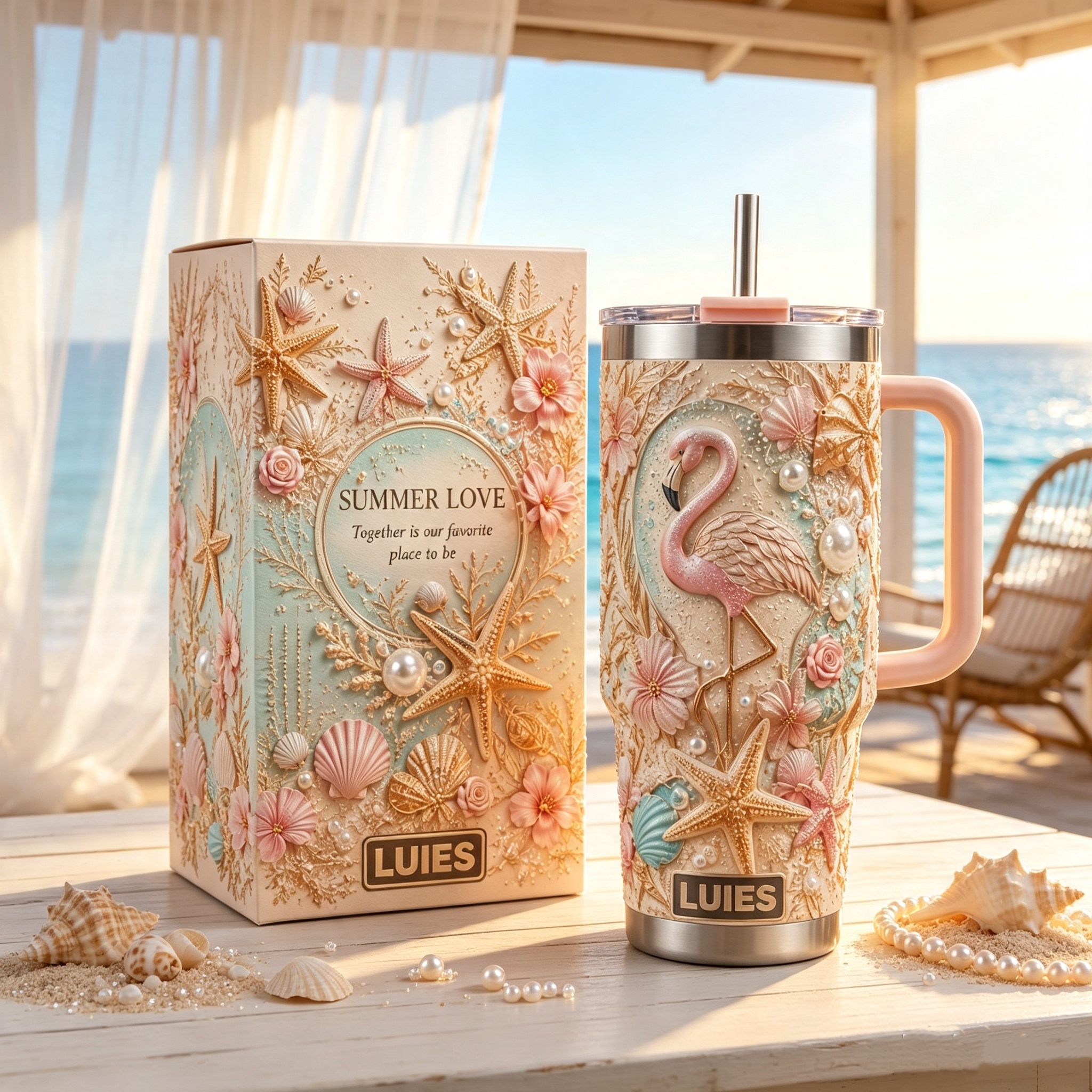 ✨🌊Personalized Summer Love Flamingo Beach Tumbler🥤