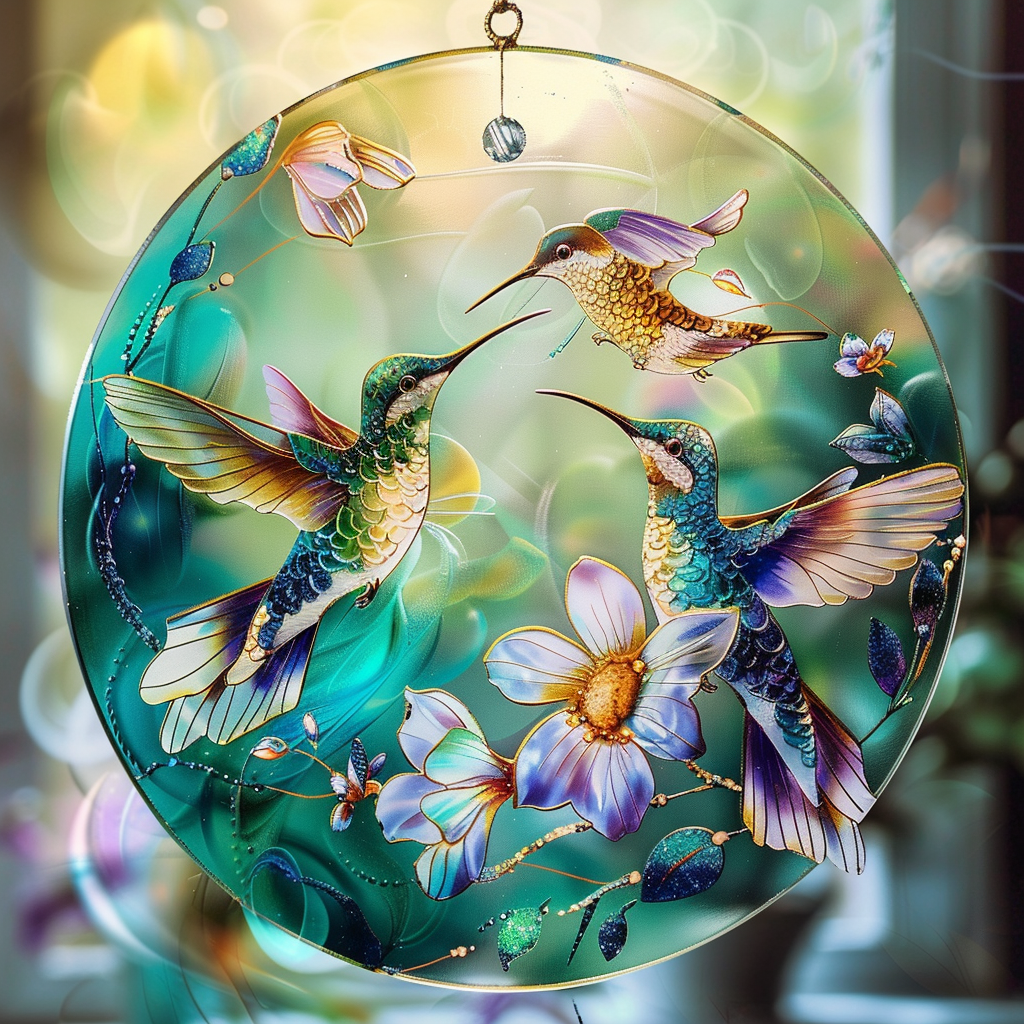 💐🌈Floral Hummingbird Suncatcher