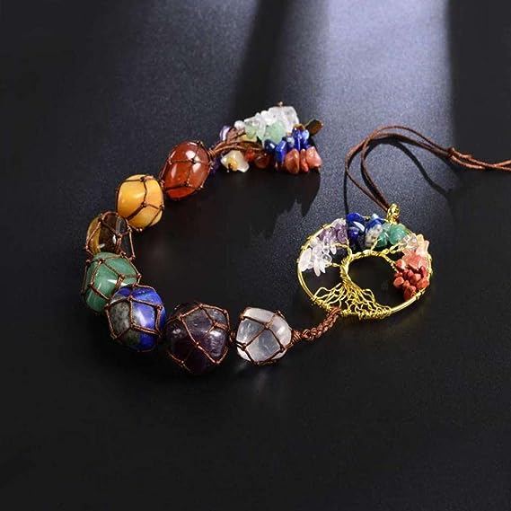 Seven-color crystal original stone tree of life