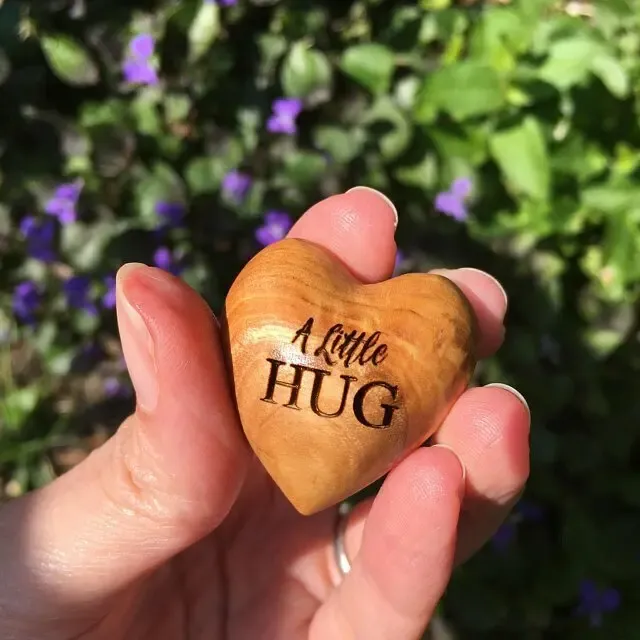 💖Handmade Pocket Hug Wooden Heart Token🎁