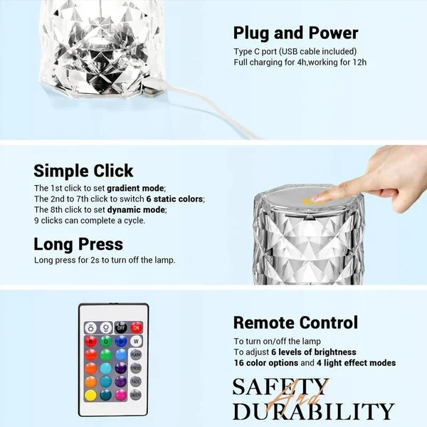 🎁 Buy 2 Free Shipping🎁Touching Control Rose Crystal Atmosphere Lamp🔥