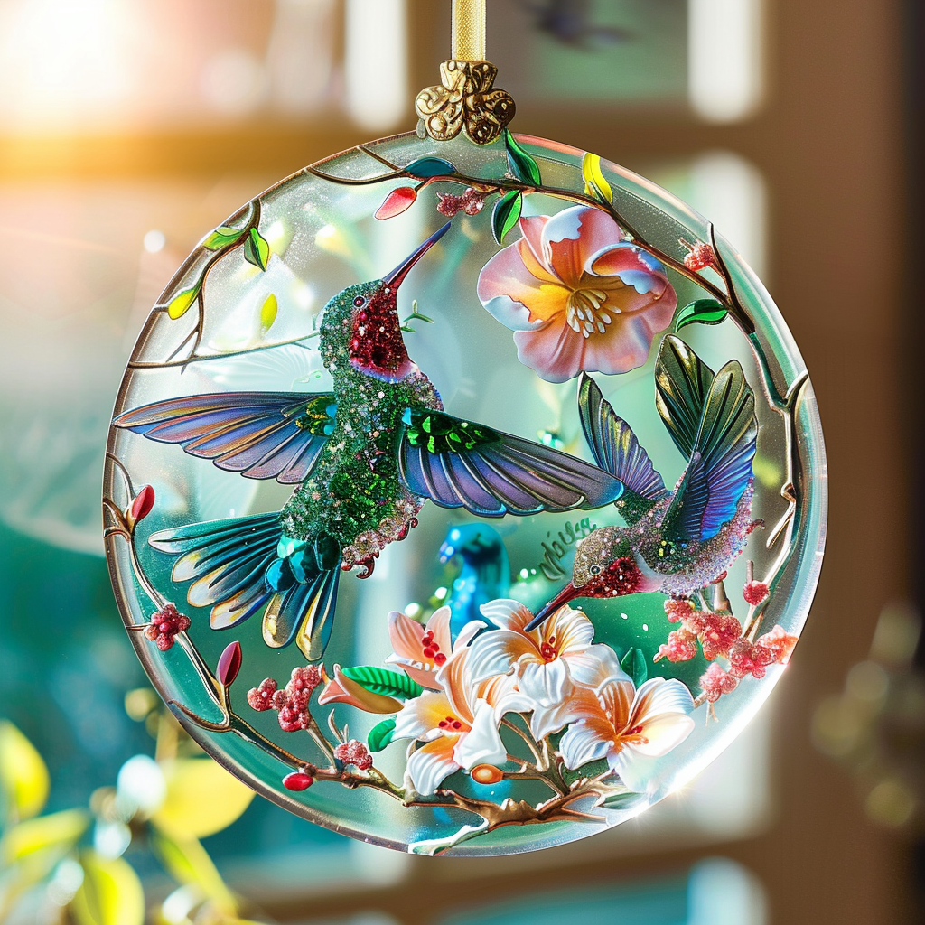 💐🌈Floral Hummingbird Suncatcher