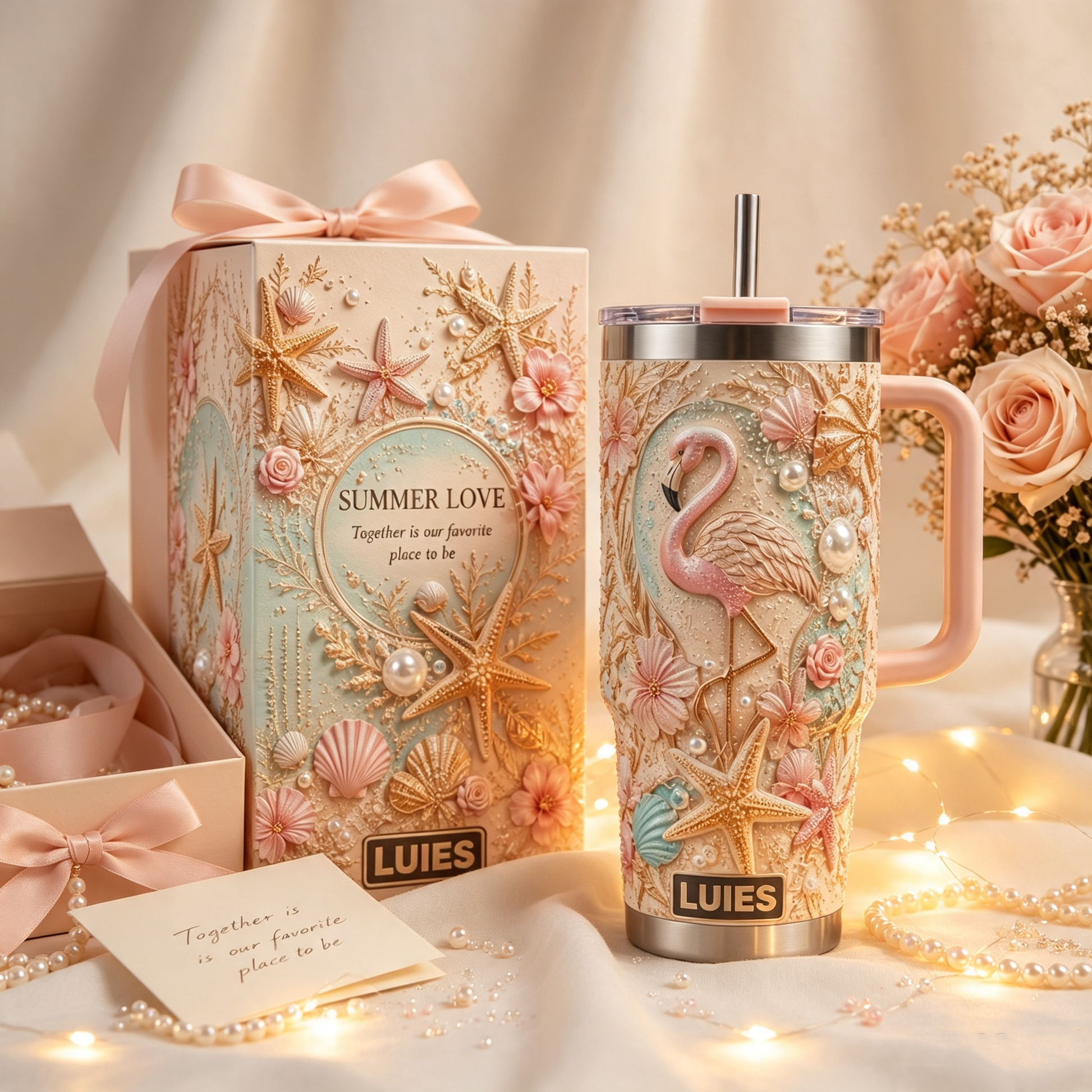 ✨🌊Personalized Summer Love Flamingo Beach Tumbler🥤