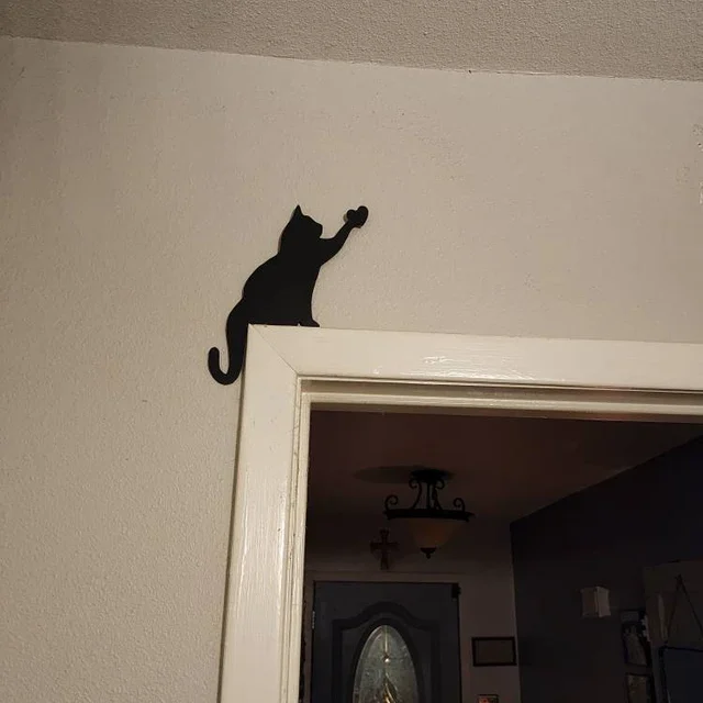 Halloween Black Cat Door Corner Sign Decoration