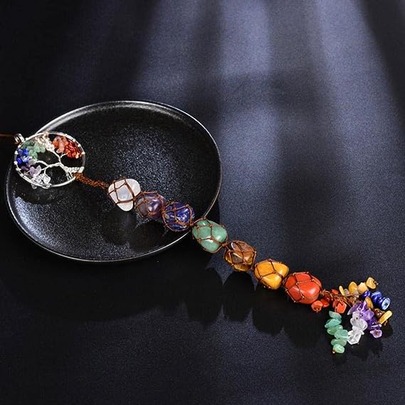 Seven-color crystal original stone tree of life