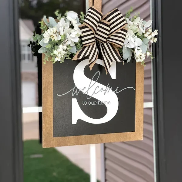 Last Name Year Round Front Door Wreath