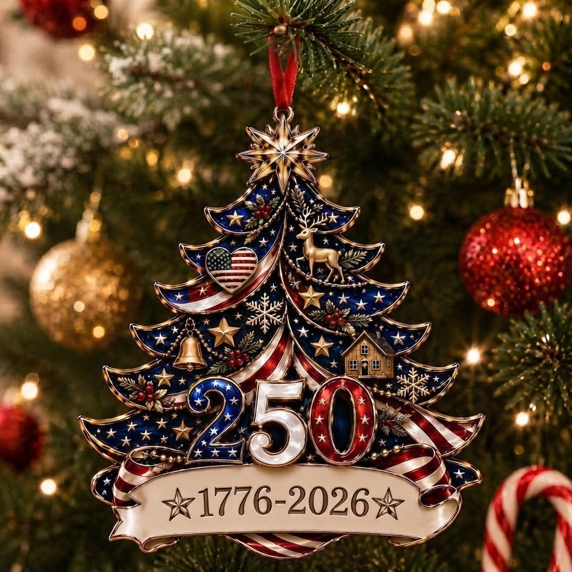 🎇 USA 250th Anniversary Christmas Ornament