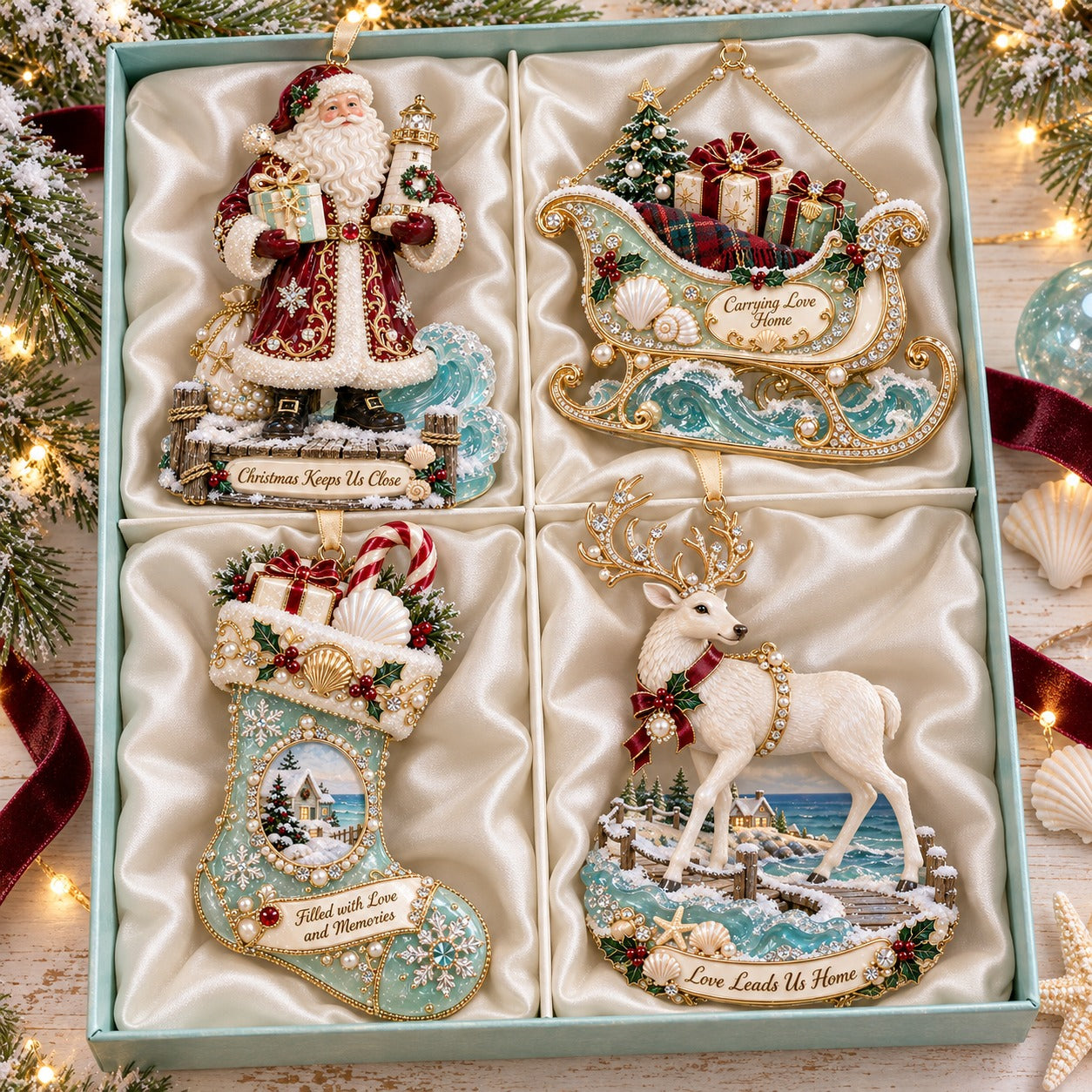 🌊 Coastal Christmas Ornament Collection – Seaside Holiday Keepsake