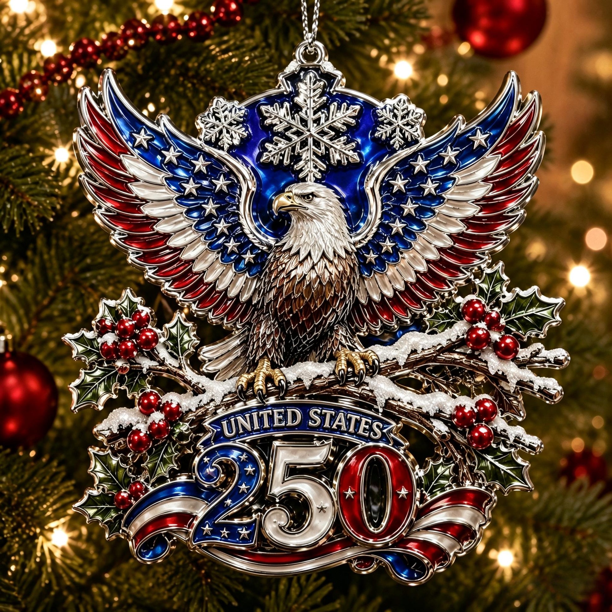 🎇 USA 250th Anniversary Christmas Ornament