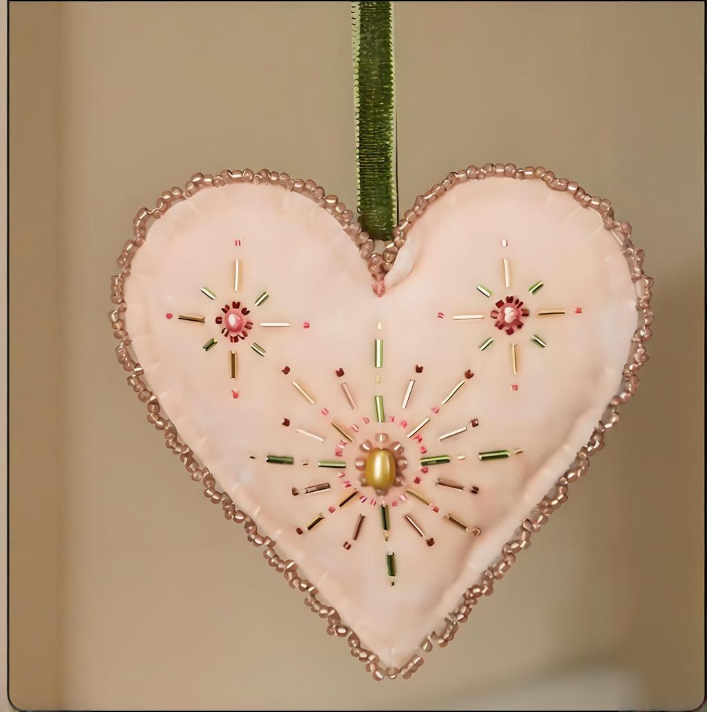 💖Handmade Beaded Heart Ornament