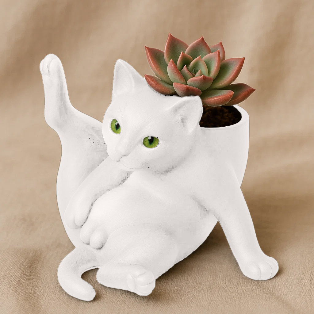 🐾 Fun Grooming Cat Planter