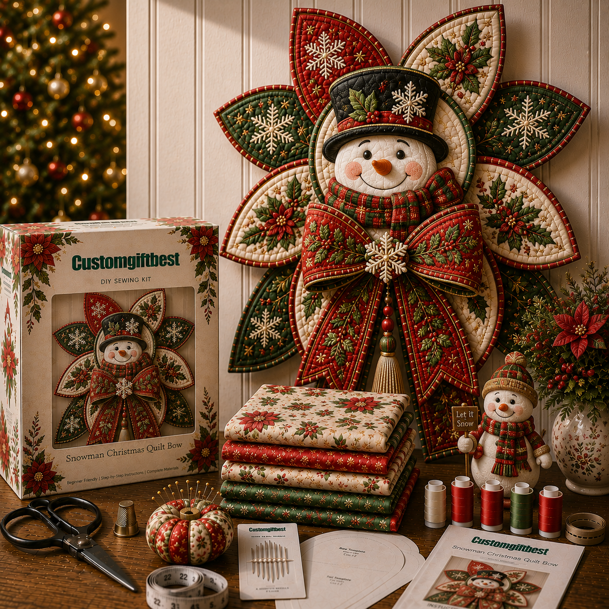 Christmas DIY Quilt Bow Sewing Kit 🎄