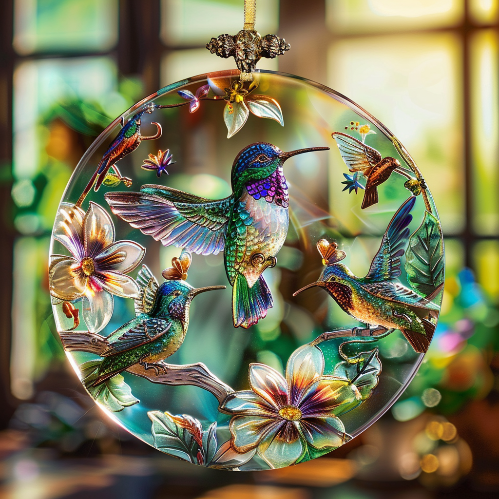 💐🌈Floral Hummingbird Suncatcher