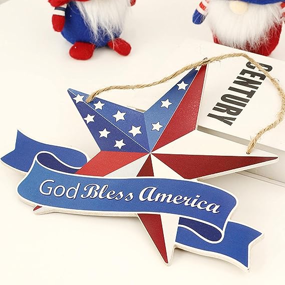 Independence Day Wooden Pentagram Pendant