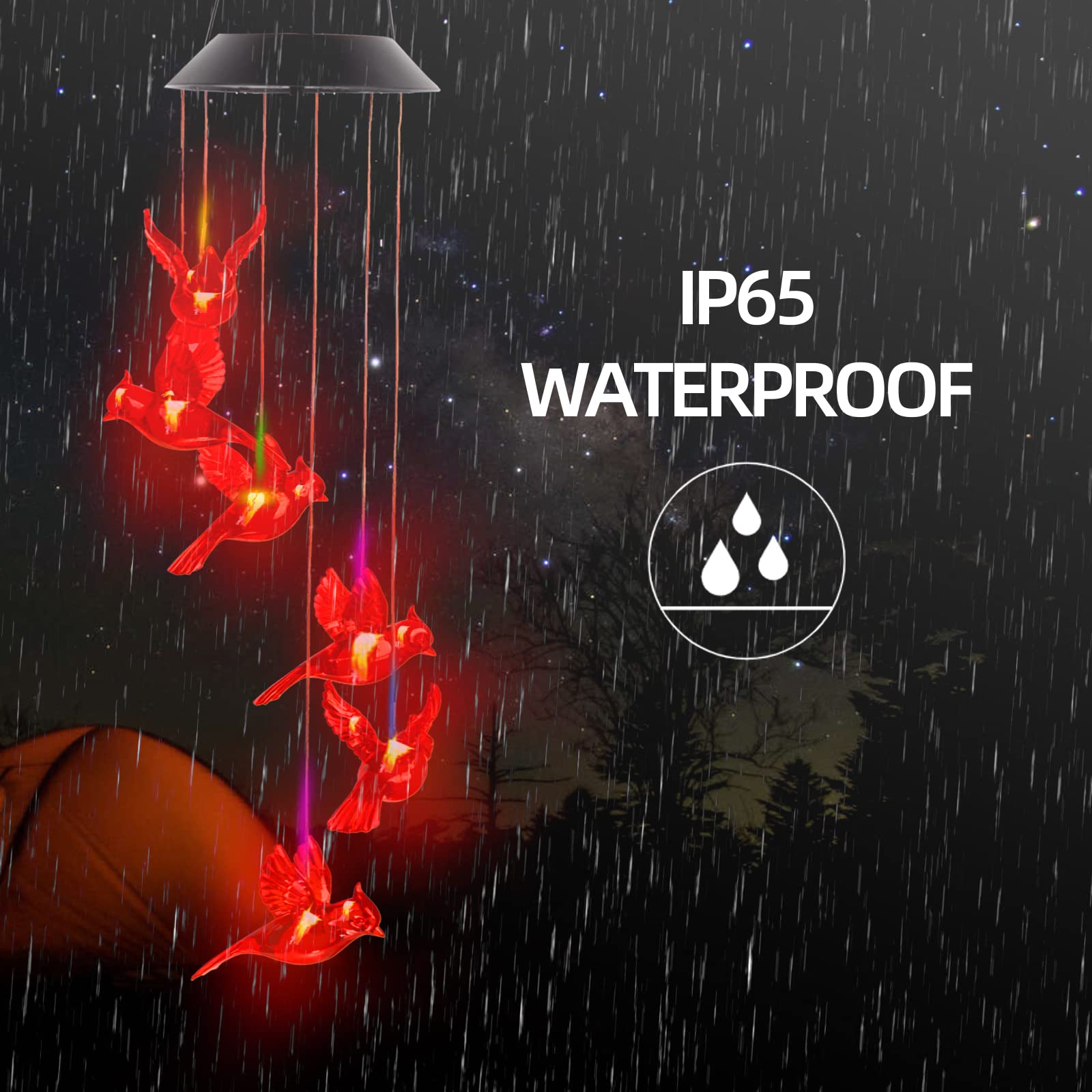 Solar Cardinal Wind Chime Light