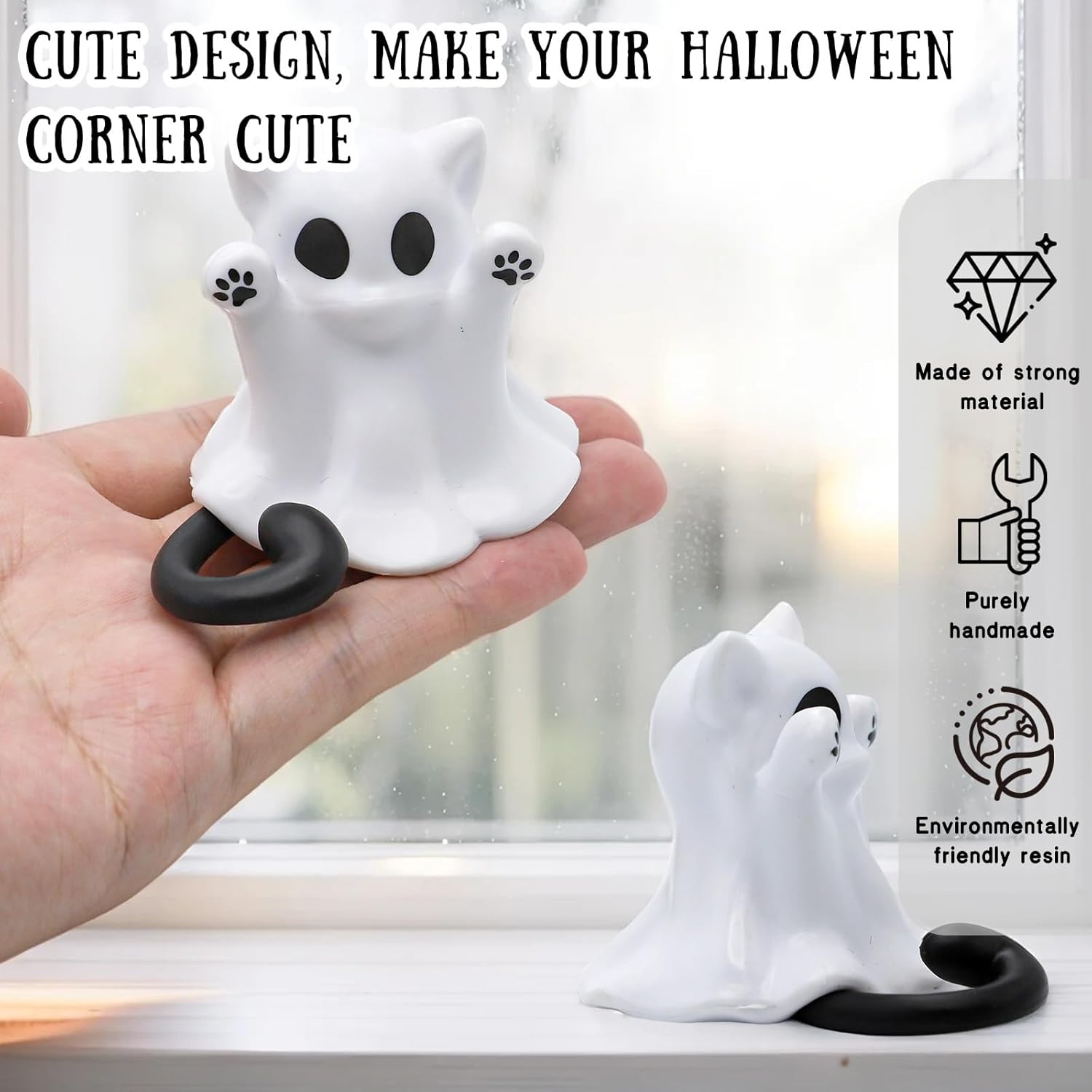 🎃Kitten Ghost Desk Decor – Cute Halloween Magic! 🐱👻