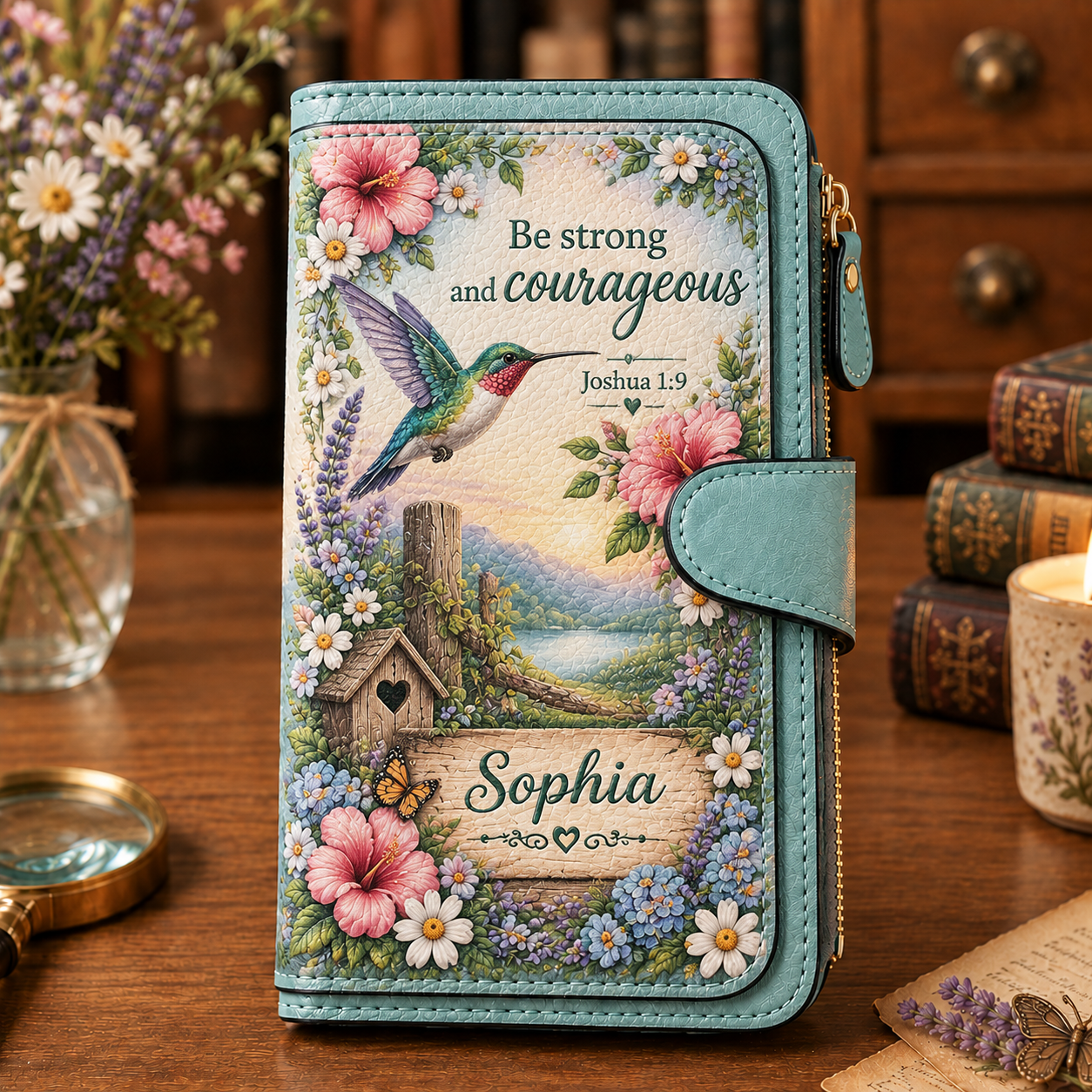 📖 Personalized Floral Scripture & Blessing Wallet ✝️💐