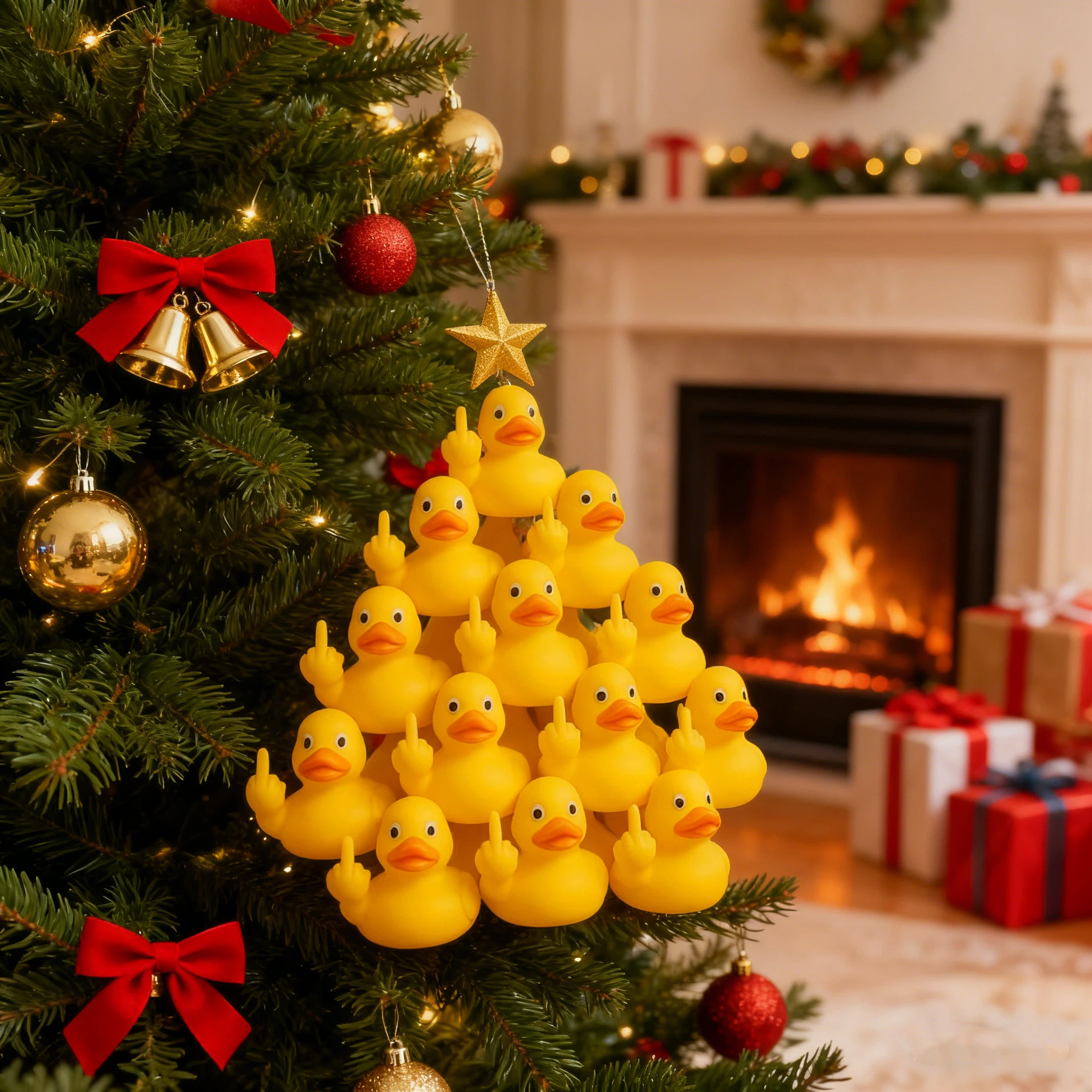 Middle Finger Duck Christmas Tree Ornament