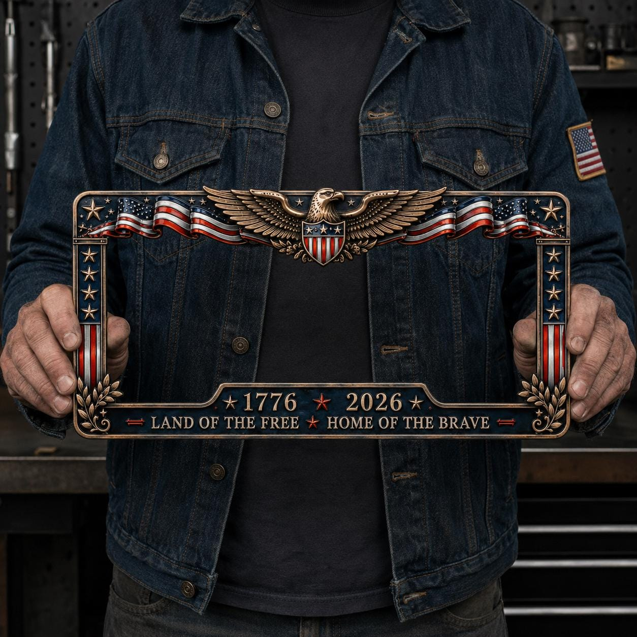 250th Anniversary Metal License Plate Frame, American Independence Day Car Decor 