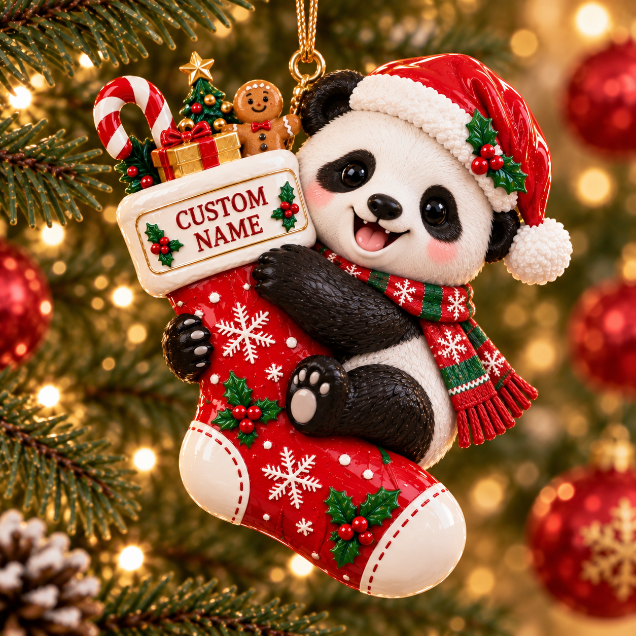 Personalized Christmas Stocking Animal Ornament 🎄🐼
