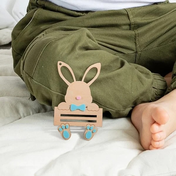 Personalized Rabbit Bunny Money Holder Basket Tags with Engraved Name Easter Gift for Kids