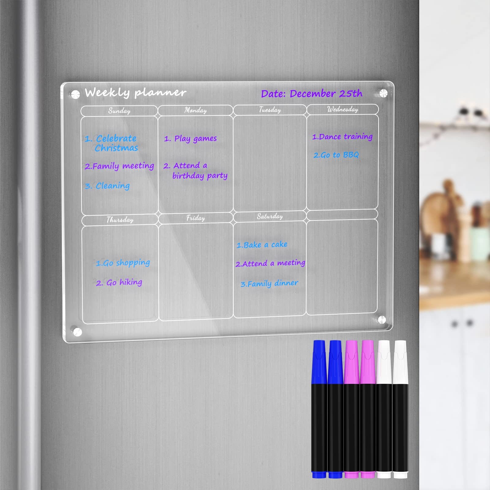 📆Magnetic Schedule Planner For Fridge【Permanently reusable】