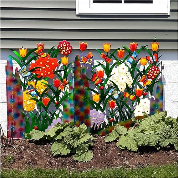🔥School Season Hot Sale💐Colorful Metal 3-Panel Flower Garden Screen