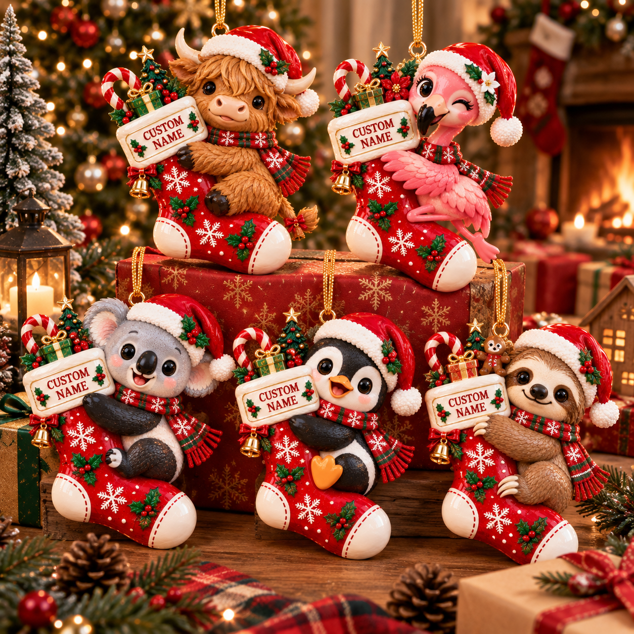 Personalized Christmas Stocking Animal Ornament 🎄🐼