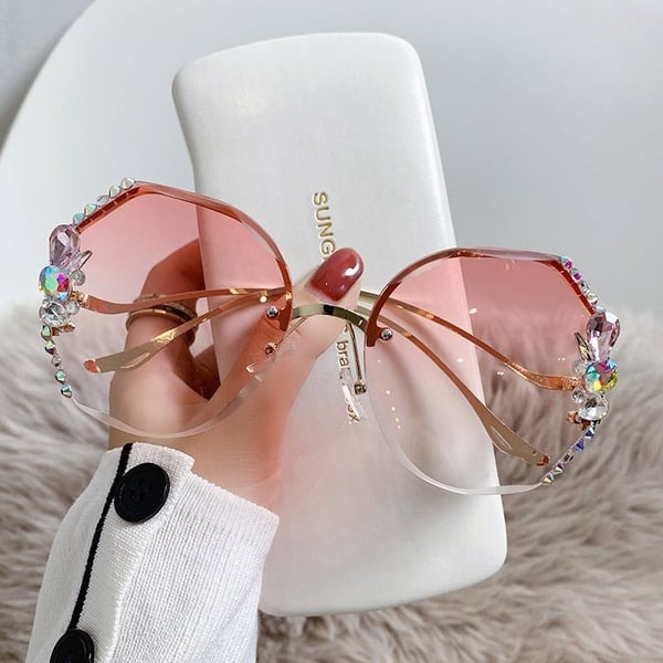 🔥Summer Hot Sale 50% OFF🔥 Woman Rimless Diamond Sunglasses