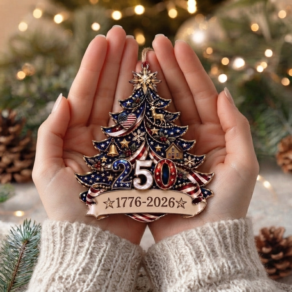 🎇 USA 250th Anniversary Christmas Ornament
