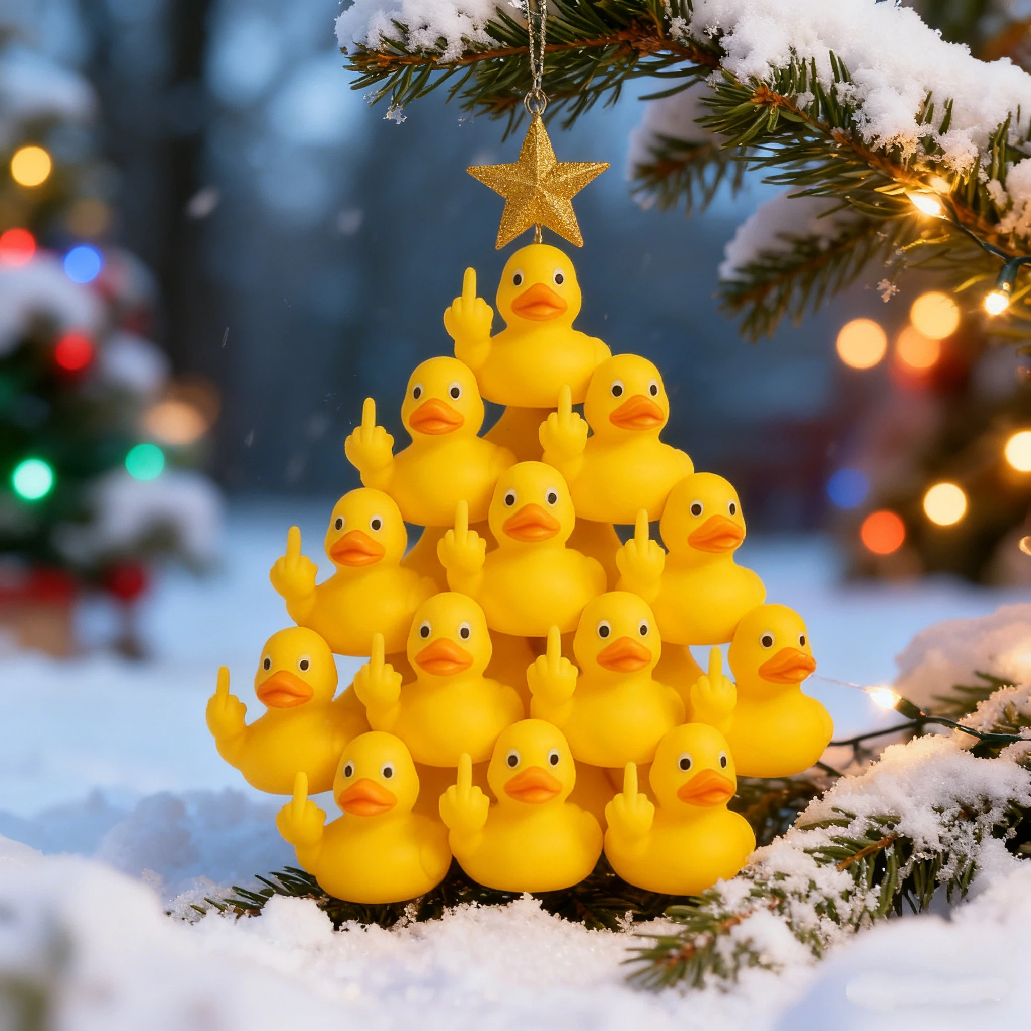 Middle Finger Duck Christmas Tree Ornament