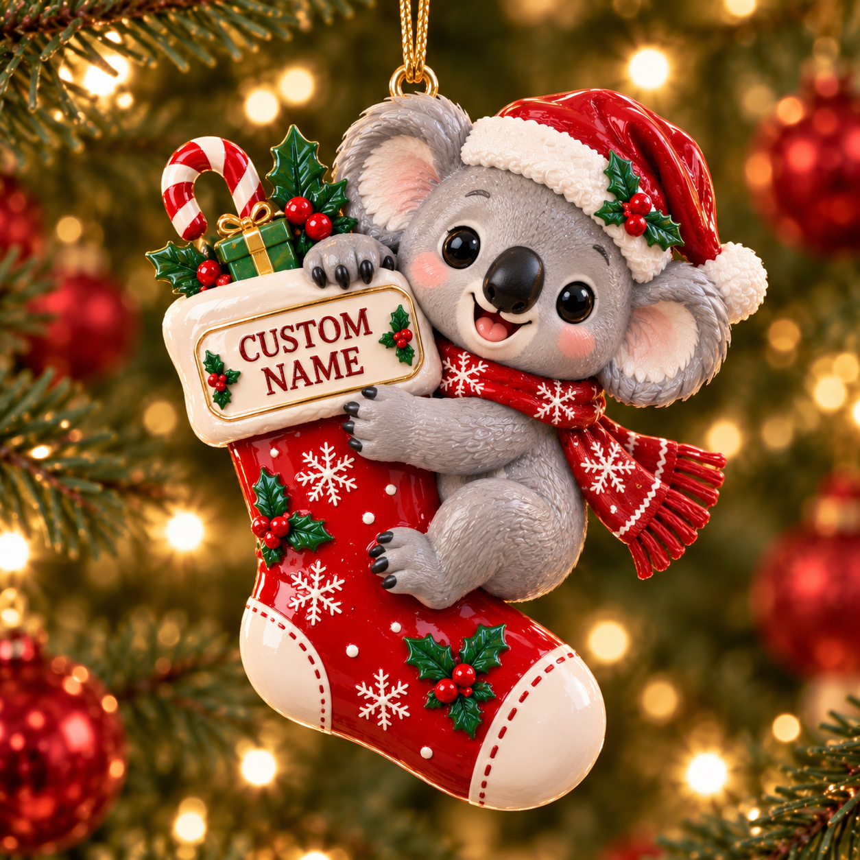 Personalized Christmas Stocking Animal Ornament 🎄🐼