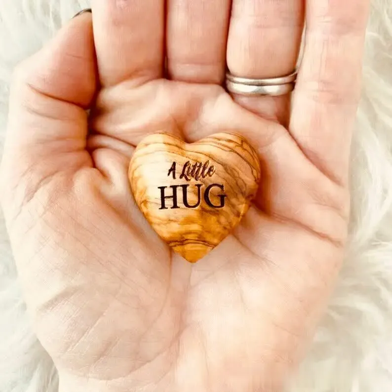 💖Handmade Pocket Hug Wooden Heart Token🎁