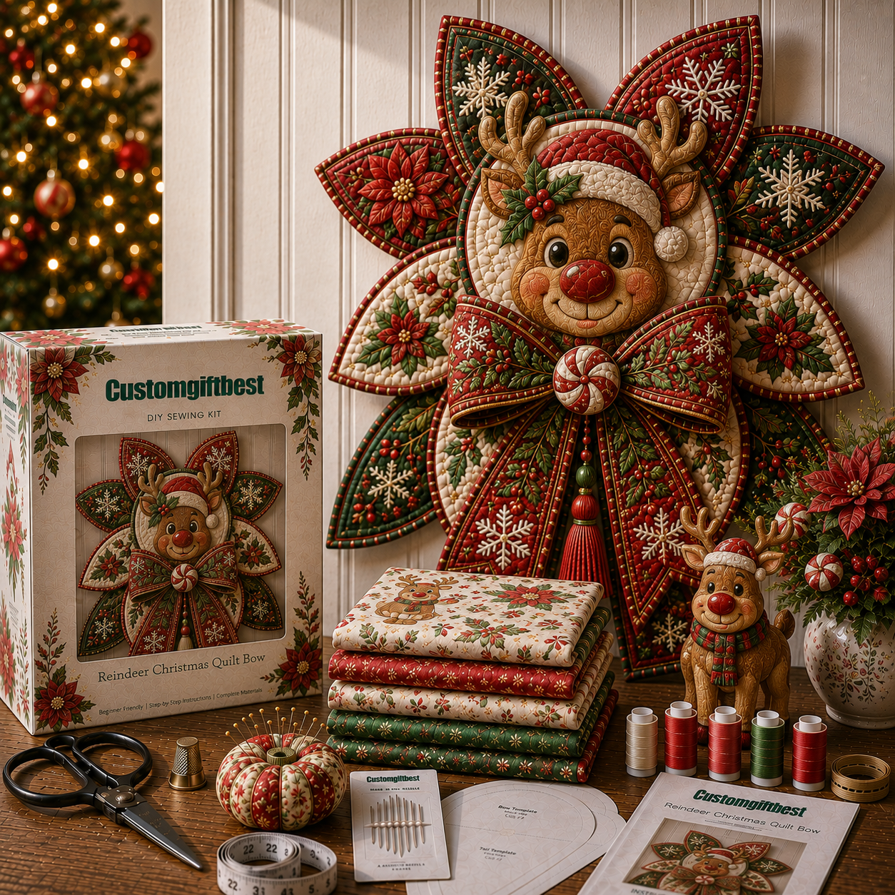 Christmas DIY Quilt Bow Sewing Kit 🎄