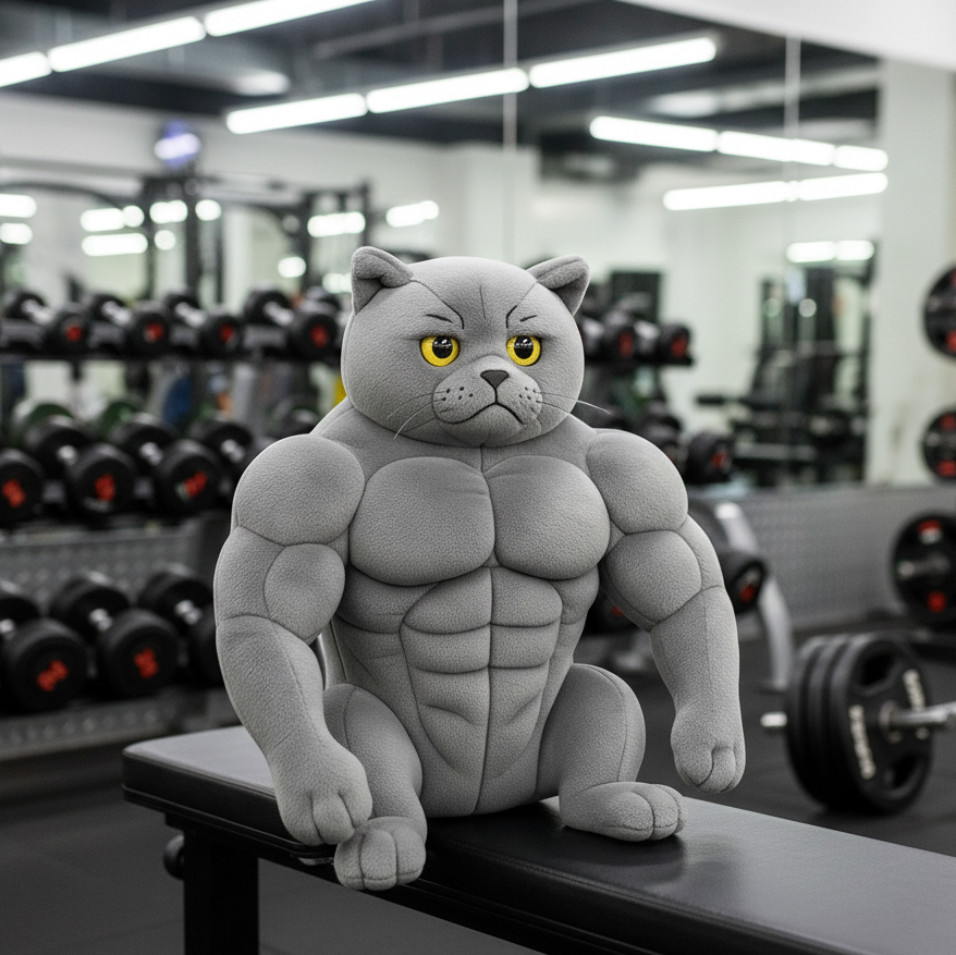 Buff Cat Plush – The Most Unexpectedly Jacked Feline Friend 🐾💪