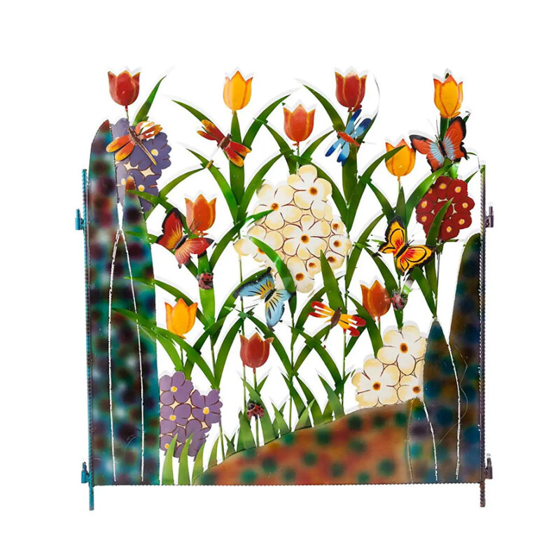 🔥School Season Hot Sale💐Colorful Metal 3-Panel Flower Garden Screen