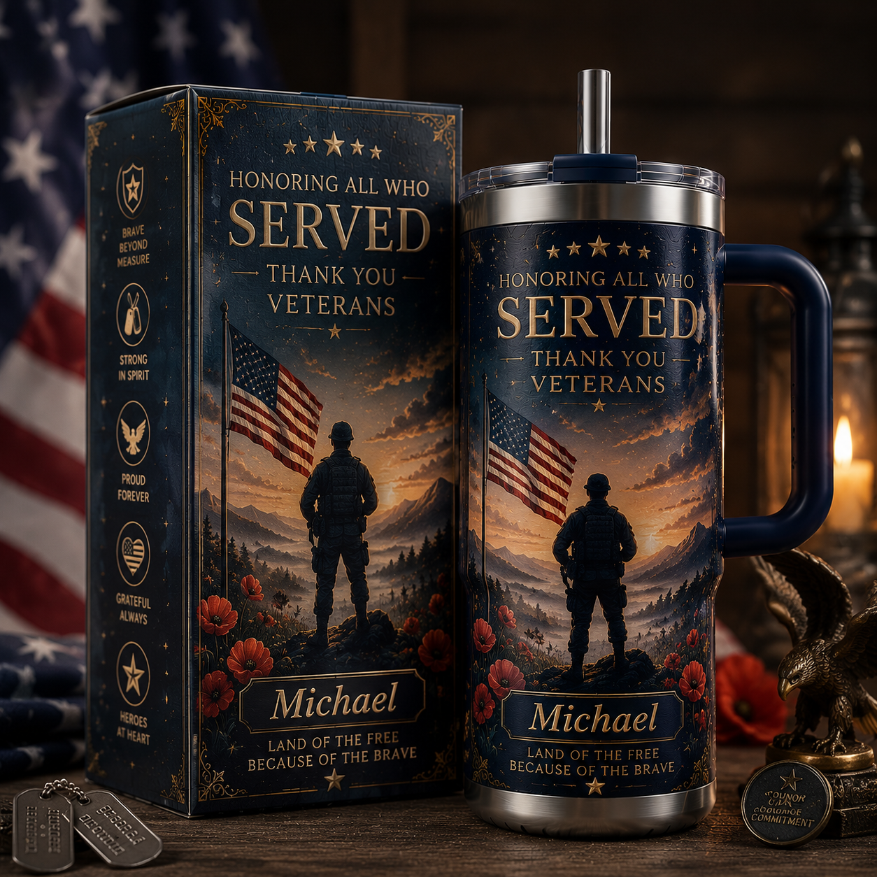 Personalized Honoring All Who Served Veteran Tumbler 🎖️