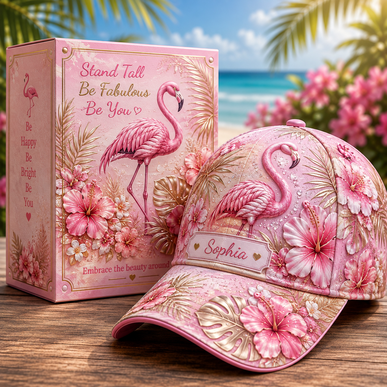 Personalized Flamingo Floral Baseball Cap🌸