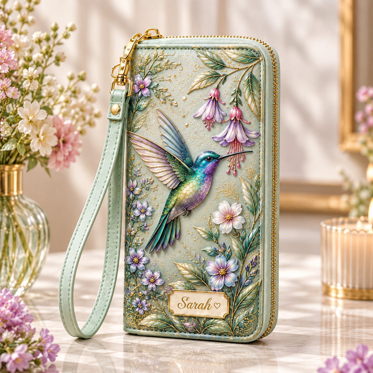 Personalized Floral & Wildlife Wristlet Wallet 🌸🦋