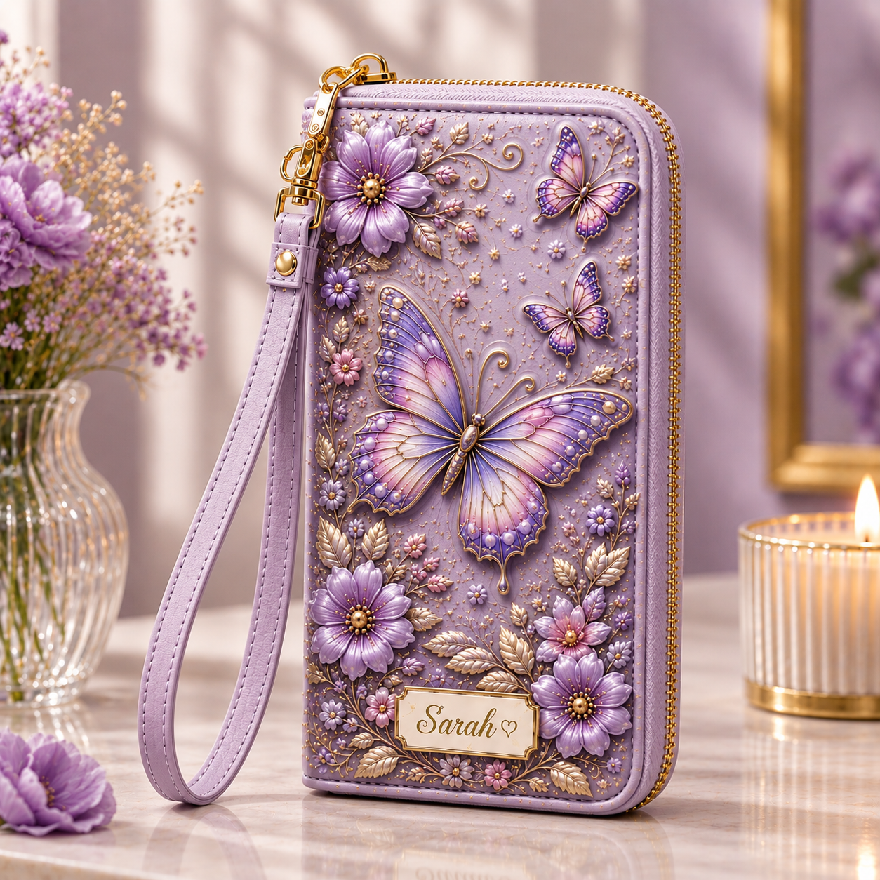 Personalized Floral & Wildlife Wristlet Wallet 🌸🦋
