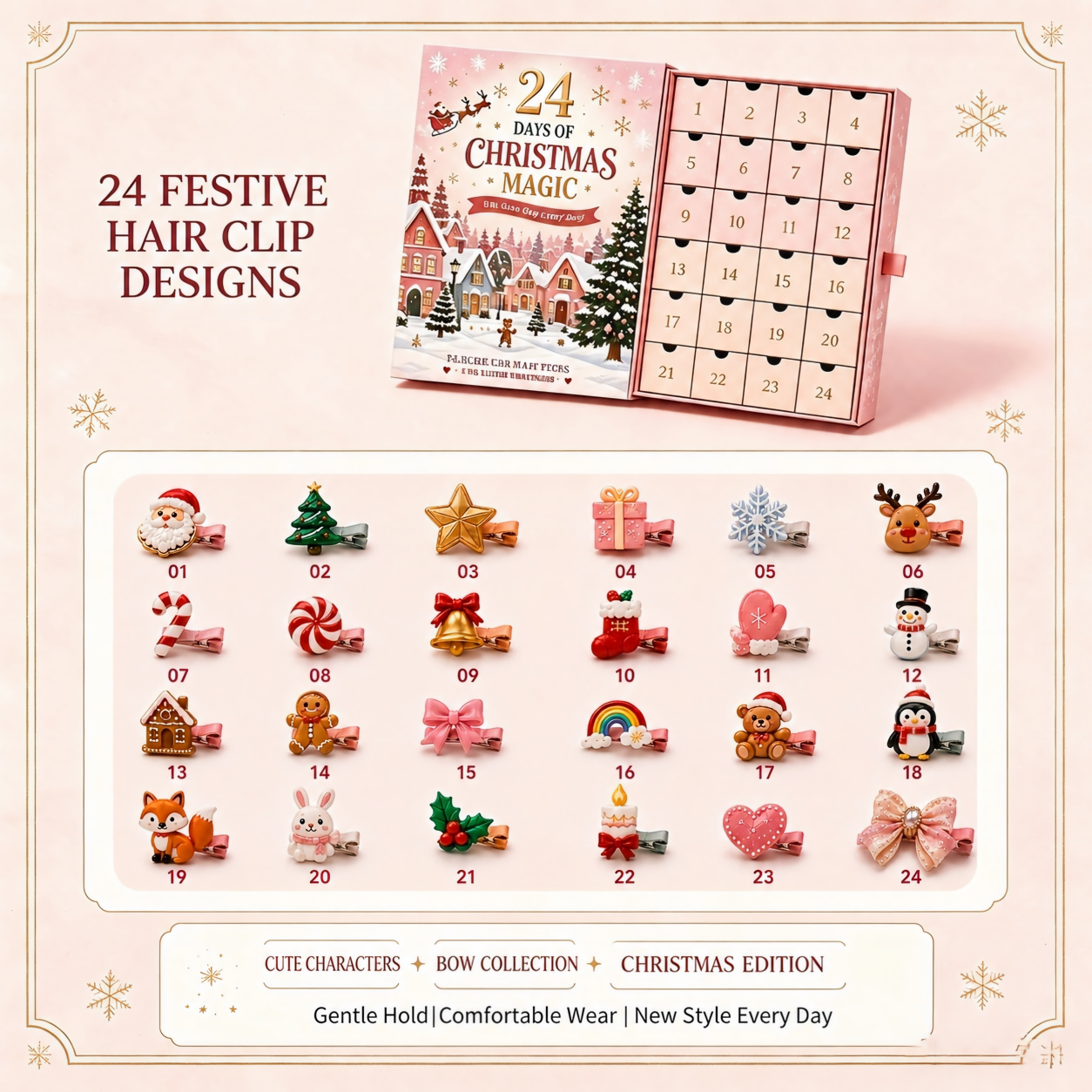 24 Days of Christmas Magic——Girls’ Advent Hair Clip Calendar 🎄✨