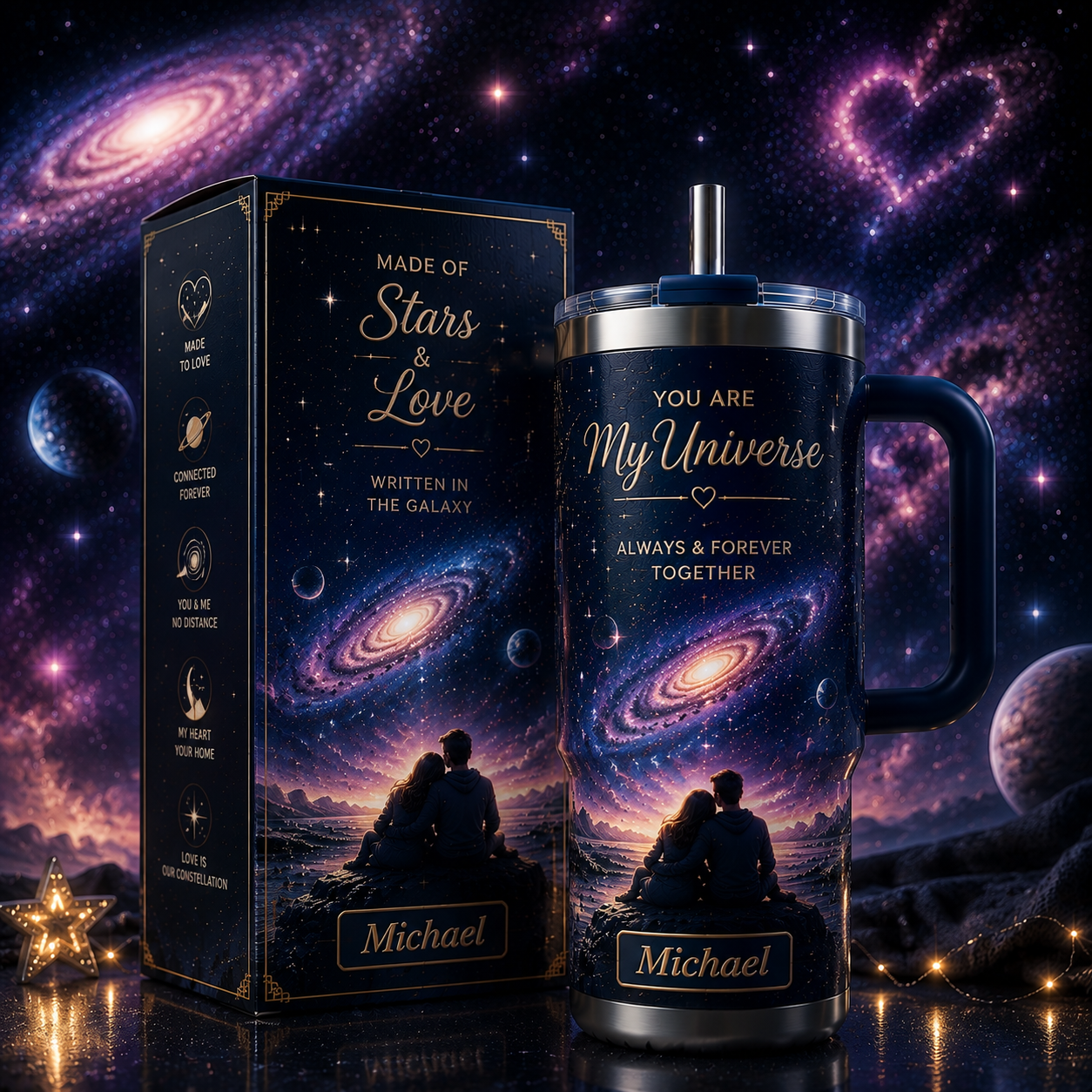 Personalized "You Are My Universe" Couple Galaxy Tumbler 💫🌌