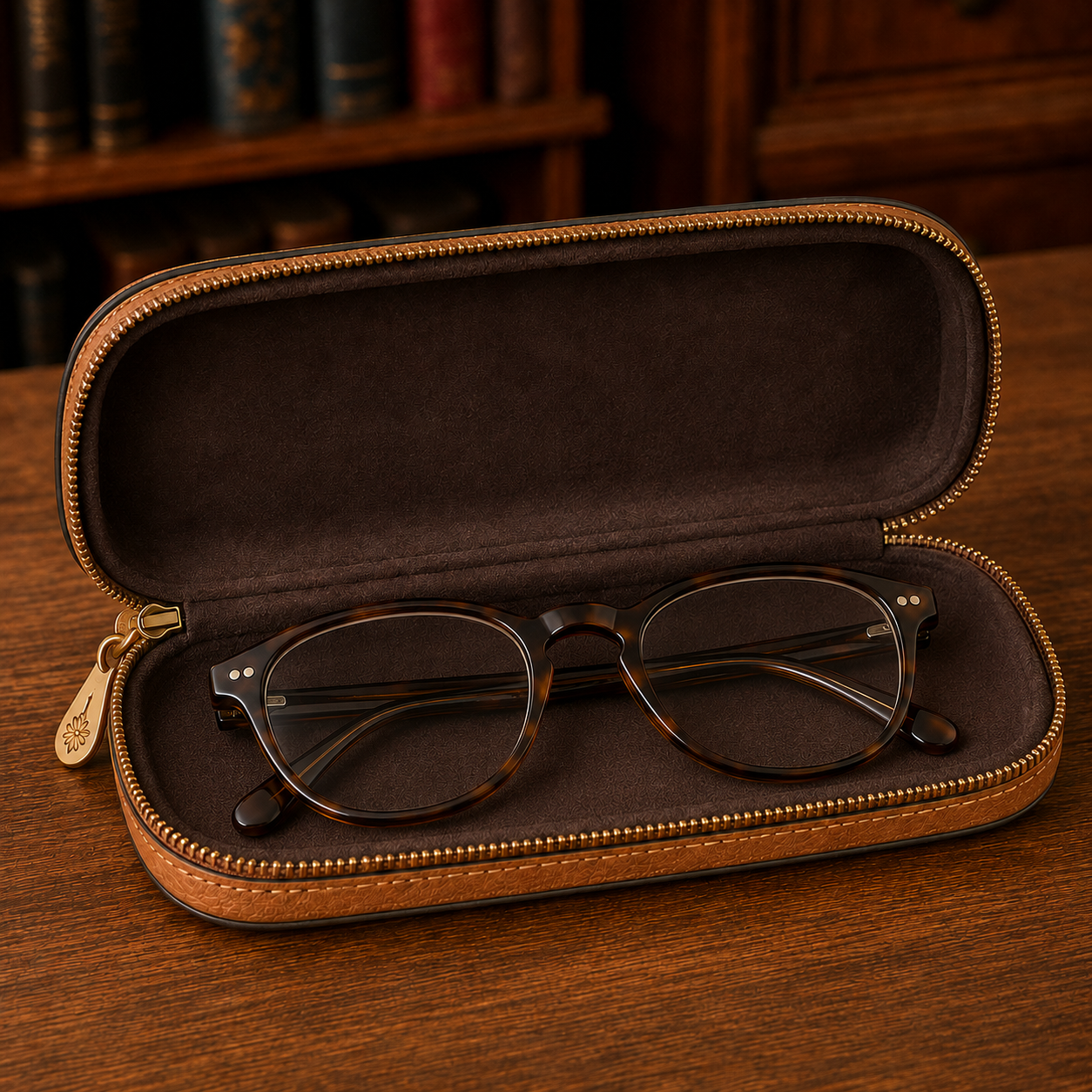 Personalized Vintage Garden Leather Eyeglass Case 🦋🌸